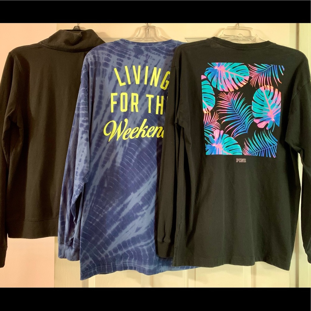 VS PINK Campus x2 Tees/x1 Half-Zip SWEATSHIRT
